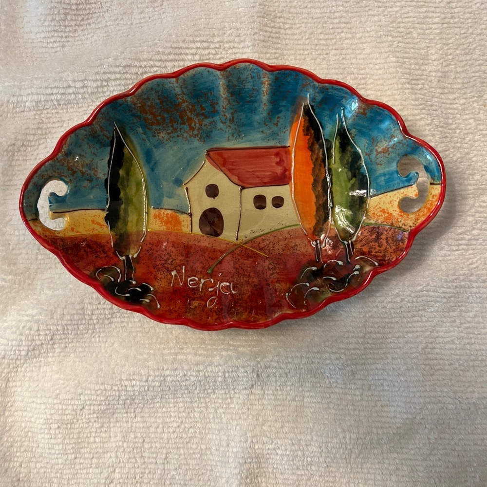- La Tienda de ceramica oval 11x7 platter handmade in Nerja,Spain